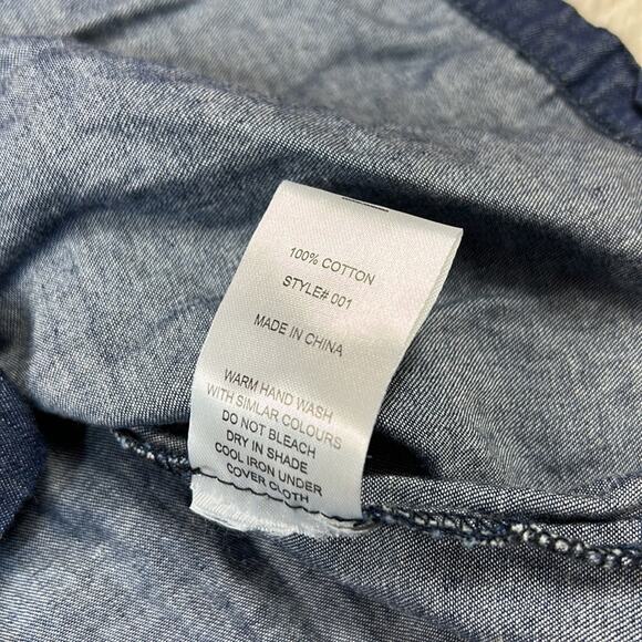 Rolling Peach denim jean overall jumper dress, size med - Picture 7 of 8